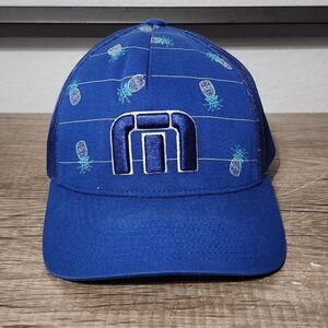 Travis Mathew Flexfit Snapback Mesh Golf Hat Pineapple Blue